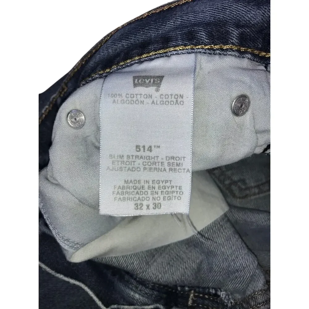 Levi’s 514 Jeans Men’s 32x30 Dark Blue Slim Straight Fit Denim Casual Cotton